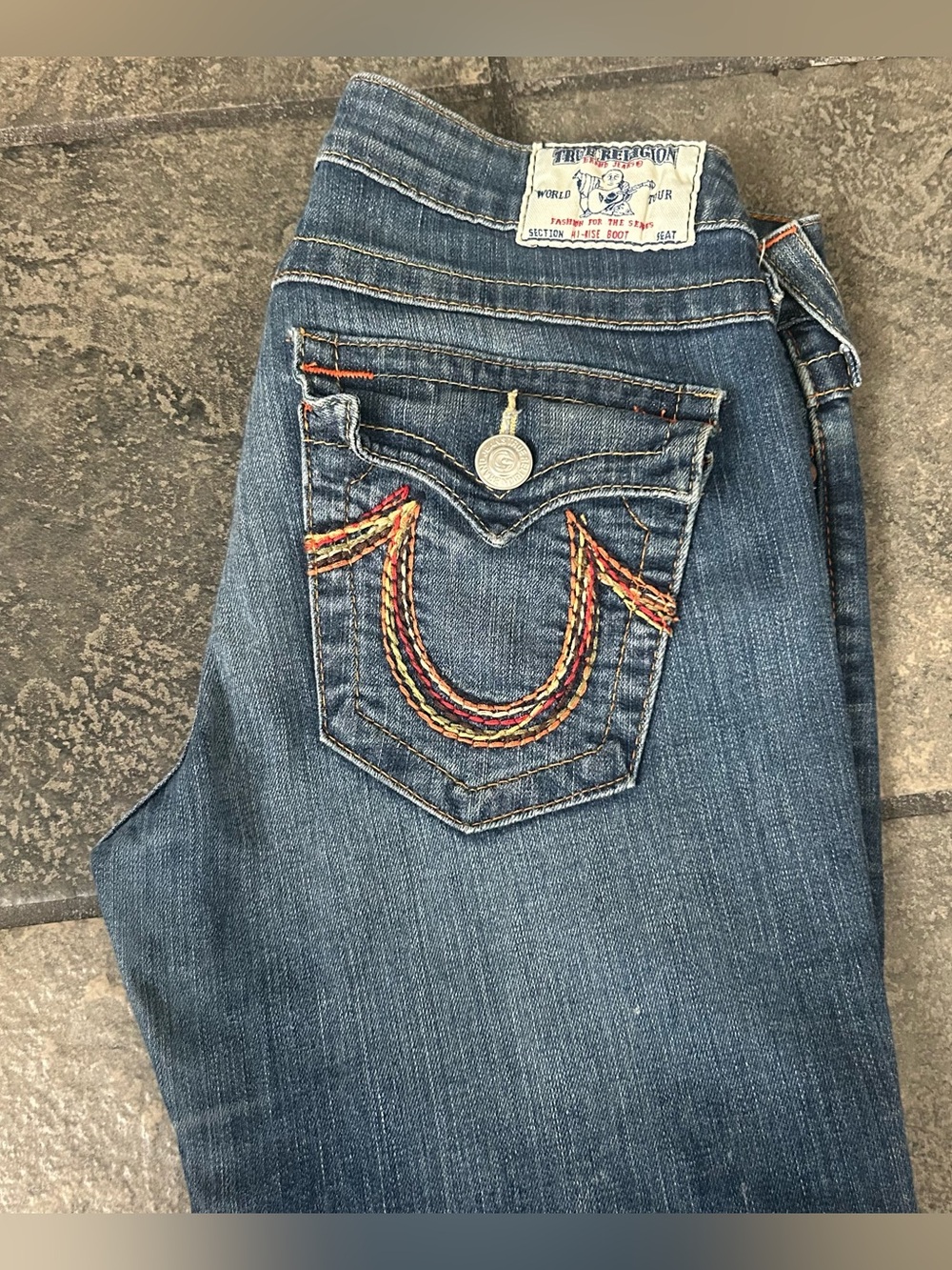 True Religion Hi Rise Boot Cut Jeans Light Medium Wash USA Women’s Size 28
